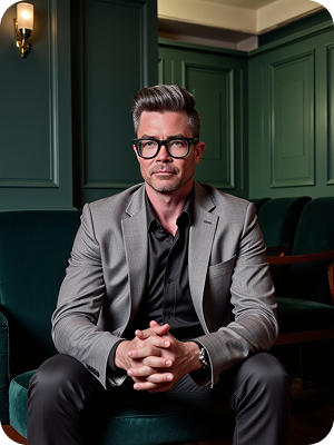 Professional AI-generated headshot example from Speakeasy Lounge collection showing vintage and luxurious portraits - sample 3